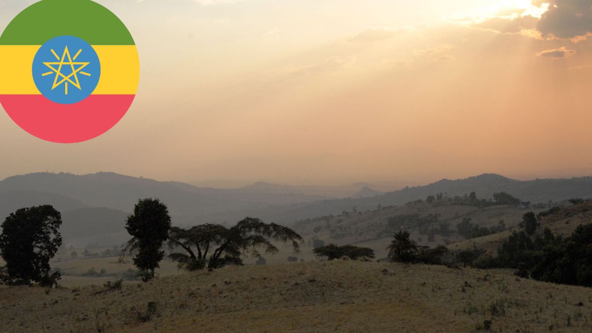 Sonnenuntergang in den Bergen von Äthiopien.