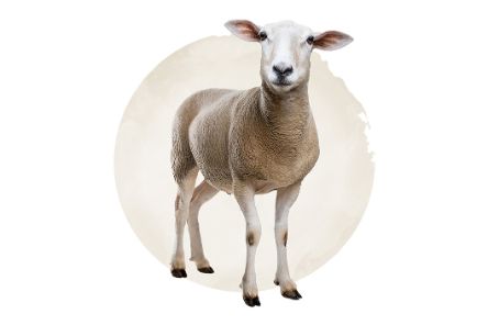 Schaf mit kurzgeschorenem weißem Fell