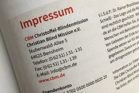gedruckter Text in einem Heft, eine Überschrift heißt &quot;Impressum&quot;