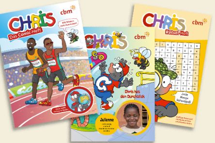 Drei Hefte mit bunten Titelzeichnungen liegen übereinander.