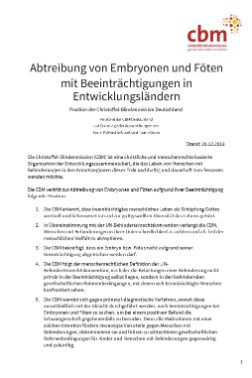 Titel CBM-Positionspapier Embryonen und Föten mit Beeinträchtigungen