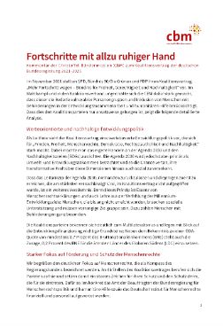 PDF-Titelseite mit viel Text, darüber die Überschrift: Fortschritte mit allzu ruhiger Hand