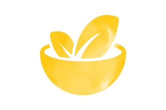 Schüssel, aus der zwei Blätter herausragen