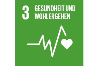 Symbol des UN-Entwicklungsziesl &quot;Gesundheit und Wohlergehen&quot;: EKG-Diagramm mit Herz-Symbol