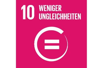 Symbol des UN-Entwicklungsziel &quot;Armut&quot;: Gleichheitszeichen mit einem sich öffnenden Kreis drum herum.