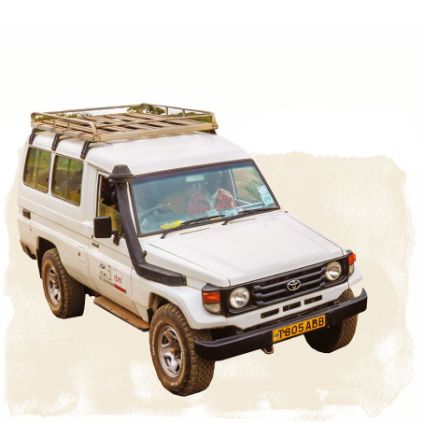 Jeep, mit dem dank Spenden-Geschenk Ausseneinsatz Menschen in abgelegenen Gegenden erreicht werden.