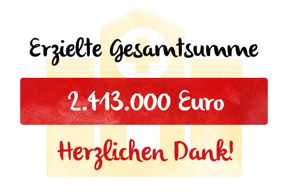 Erzielte Gesamtsumme: 2.413.000 Euro. Herzlichen Dank!